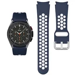 Браслет Galaxy Uniq для Samsung Galaxy Watch 6 Classic 43mm 6 Classic 47mm - синьо-білий ширина кріплення 20мм силікон Watchbands (W40-4WB56377686) - мініатюра 3