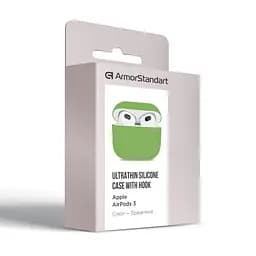 Силіконовий чохол для навушників Apple AirPods 3, Ultrathin Silicone Case, зелений, захисний чохол, ультратонкий і легкий, захист від подряпин і пилу, м"який силікон, ArmorStandart (ARM60305) - мініатюра 3