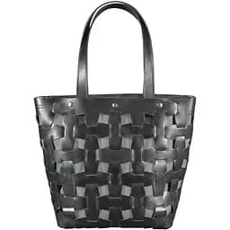 Шкіряна плетена жіноча сумка Пазл L чорна Krast