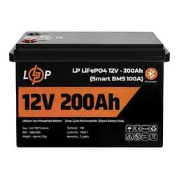 Акумулятор LP LiFePO4 12V (12,8V) - 200 Ah (2560Wh) (Smart BMS 100А) з BT пластик для ДБЖ