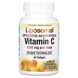 Витамин С липосомальный 1000 мг Liposomal Vitamin C Natural Factors 60 гелевых капсул