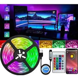 Светодиодная USB, Bluetooth LED лента RGB 5050 влагостойкая с пультом 5 метров LotusLantern