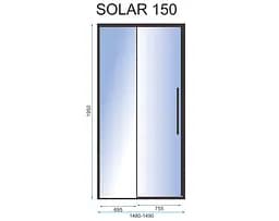 Душові двері Rea Solar black 150 REA-K6360, прозорий, чорний - мініатюра 3