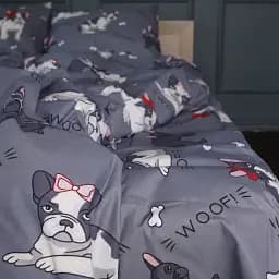 Простыня MirSon Бязь 17-0663 Cute Pug 200x220 см серая (2200010011302)