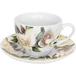 Чайна пара Keramia Біла Магнолія 250 мл з блюдцем (K24-198-034/1)