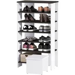 Полиця для взуття Flamecame висока з табуреткою з ДСП II F-79 Венге білий