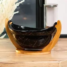 Фруктовниця TS Kitchen керамічна з бамбуковою підставкою 32х18.5х15 см HP1237 - мініатюра 5