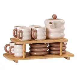 Чайний сервіз Donut порцеляновий на 6 персон, бежевий Yiwu HP-15-20