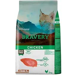 Сухой корм для котят Bravery Chicken Cat Kitten с курицей 2 кг (7722 BR KIT_2KG)