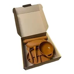 Набор силиконовой посуды для прикорма детей на присоске, 6 предметов, orange