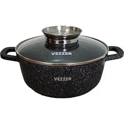 Уцінка. Каструля Vezzer з кришкою та силіконовими накладками на ручки 20 см 2.5 л чорна (VZ8004)