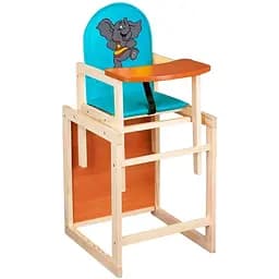 Стільчик для годування Мася №2056 Слоник, блакитний, шкірозамінник