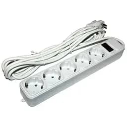 Фильтр сетевой Gembird, 5 розеток, 4.5 м, Grey, 10А, до 2.2 кВт, выключатель, заземление, 3x0.75 мм² (SPG5-G-15G)
