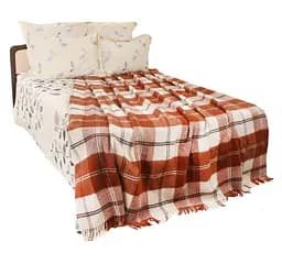 Плед вовняний Vladi Ельф 170х210 яскраво.терракот-коричнево-білий (1103)