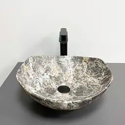 Умивальник VBI Ronta dark grey stone matt накладний VBI-017302, Мрамор - мініатюра 4