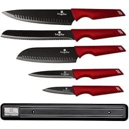 Набір ножів з магнітною планкою Berlinger Haus Metallic Line Burgundy Edition (BH-2694)