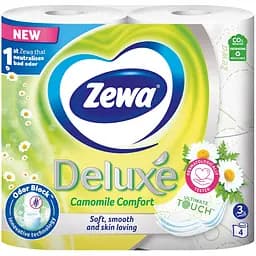 Туалетний папір Zewa Deluxe Ромашка тришаровий 4 рулони