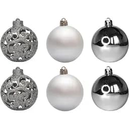 Набір ялинкових куль Devilon 6 шт D6 см сріблястий пластик (251703)