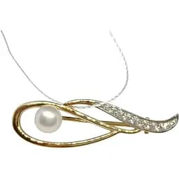 Золотая брошь Империя золота с фианитами и жемчугом. БШ251И