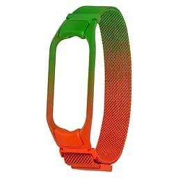 Ремешок Миланская петля радужный для Xiaomi Mi Band 3/4, 32 зелено-оранжевый