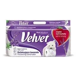Папір туалетний Velvet Лаванда, тришаровий, 8 рулонів
