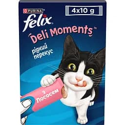 Набір вологий корм для дорослих котів Felix cмачні моменти додатковий з лососем 4 шт. х 10 г