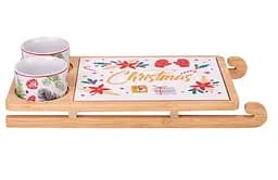 Набор пиал Elisey 6020-005 34x17x4 см на бамбуковой подставке сани с керамической досточкой