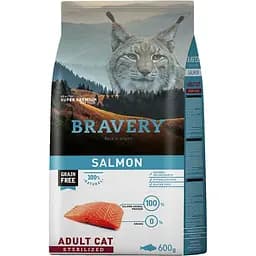 Сухой корм для стерилизованных кошек Bravery Salmon Adult Cat Sterilized с лососем 600 г