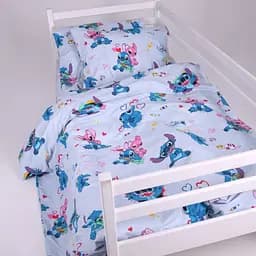Комплект постільної білизни MirSon бязь Kids Time Cute Stitch Blue 2x160x220 см (2200012552438)