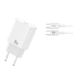 Мережевий зарядний пристрій XO CE25 PD25W USB-C Fast Charger Type-C cable Білий - мініатюра 7