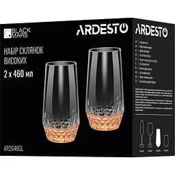 Набір склянок високих Ardesto Black Mars Favola 460 мл прозоро-золотисті 2 шт. (AR2646GL) - мініатюра 3