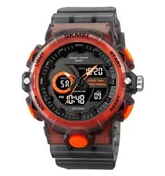 Годинник чоловічий наручний спортивний Skmei 2225 з комбінованим циферблатом (Чорний з помаранчевим)