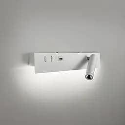 Біле бра з поворотним спотом справа + розʼєм USB Line F Арт. WJ028/2 L WT (лівий) + USB-A - мініатюра 2