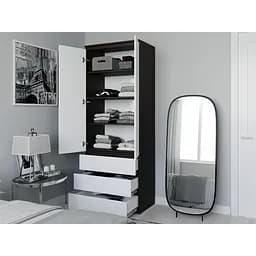 Шкаф с полками для одежды Moreli T-210 2117x800x500 мм Венге темний/Белый (mo-t210-venge-white)