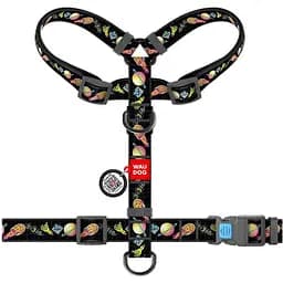 Шлея для собак Waudog Nylon, Рік і Морті 3, H-подібна, з QR паспортом, S, 30-40х30-50х1,5 см, чорна (5140-0282) - мініатюра 2