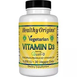 Вітамін D3 для вегетаріанців Healthy Origins Vegetarian Vitamin D3 5000 IU 30 капсул