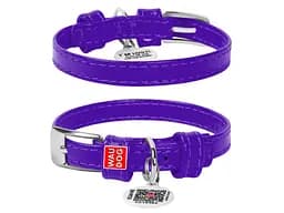 Ошейник для животных WAUDOG Glamour с QR паспортом без украшений XS Ш 9 мм фиолетовый (32009)