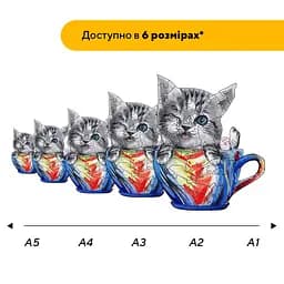 Пазл дерев'яний Чарівне Кошеня в чашечці, А5, Картонна коробка 35 елементів - мініатюра 2