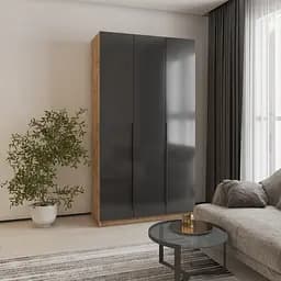 Шафа 3-дверна MebelStar Оскар Gloss BL-B, 4 додаткові полиці 120x52x220 см Дуб тахо/Чорний (MBS-5220)