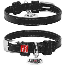 Нашийник для собак Waudog Glamour шкіряний з QR паспортом, без прикрас, XS, Ш 9 мм, Дов 19-25 см (4820152560612)