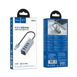 USB-хаб Hoco HB1B 4-in-1 converter(USB to USB3.0*4) Gray
