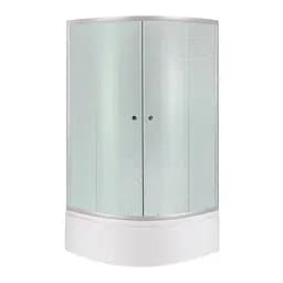 Душевая кабина Latwa SC90x90.SAT.HIGH.FR полукруглая, стекло Frost 4 мм + душевой поддон Kapielka ST90x90x41, с панелью Lidz, универсальная, матовая