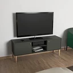 Тумба под телевизор FH- Idomlund на ножках с открытыми полками 1400х550х380 мм Антрацит