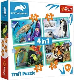 Набір Пазли - (4в1) - "Загадковий світ тварин" / Діскавері