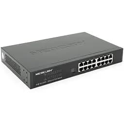 Коммутатор POE Mercury SG116PS 14 портов POE 100Мбит + 2 порт Ethernet (UP-Link) 100 Мбит, БП встроенный, крепеж в стойку, BOX (294*180*44)