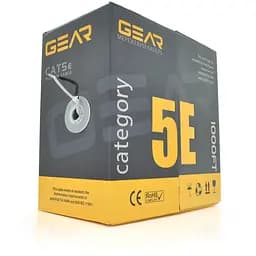 Кабель кручена пара GEAR UTP 4x2x0,51 Cat5E, CCA Premium, для внутрішніх робіт, сірий, 305m