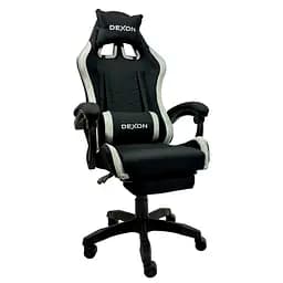 Геймерське крісло DEXON ONYX з підставкою для ніг, з тканини+велюрові вставки Cold Grey