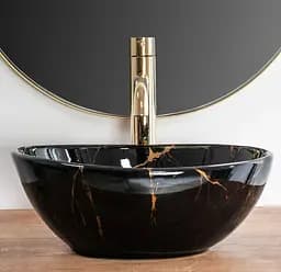 Умивальник Rea Sofia 27x35 mini black marble shine (REA-U6963), Глянцева - мініатюра 5