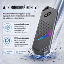 Зовнішня кишеня для SSD M.2 NVMe кишеня M.2 USB-C корпус для SSD M.2 USB 3.2 Gen2 10Gbps перехідник M.2 NVMe на USB - мініатюра 6