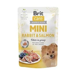 Влажный корм Brit Care Mini для собак, из филе кролика и лосося в соусе, 85 г